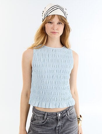Top in maglia waffle senza maniche