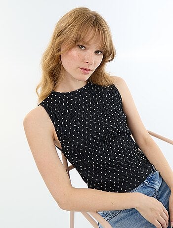 Top in maglia waffle senza maniche