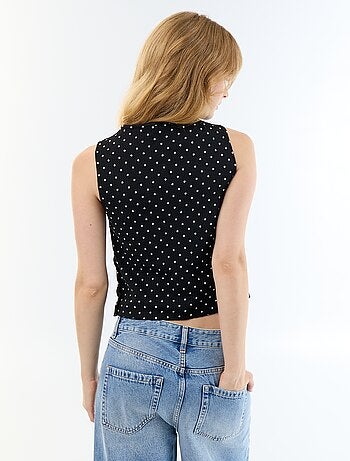 Top in maglia waffle senza maniche