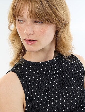 Top in maglia waffle senza maniche