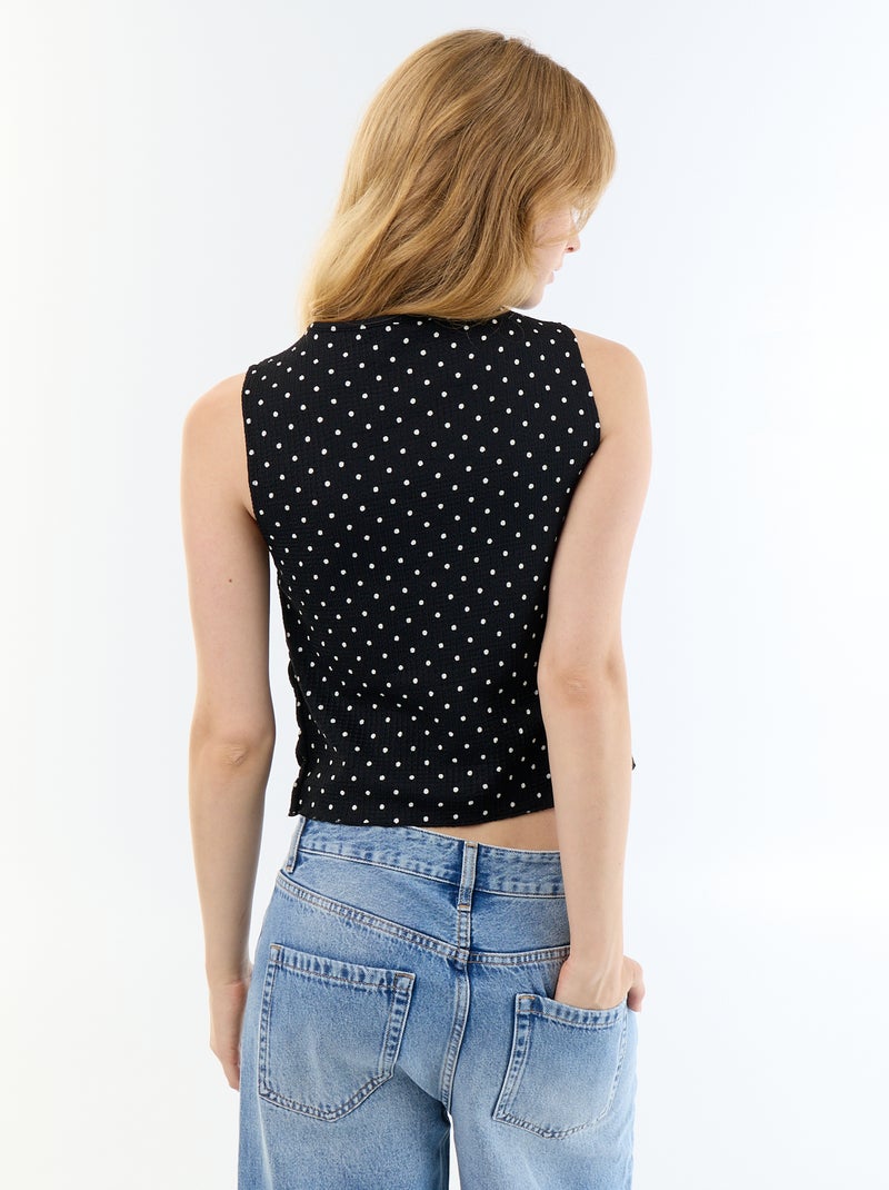 Top in maglia waffle senza maniche Nero - Kiabi