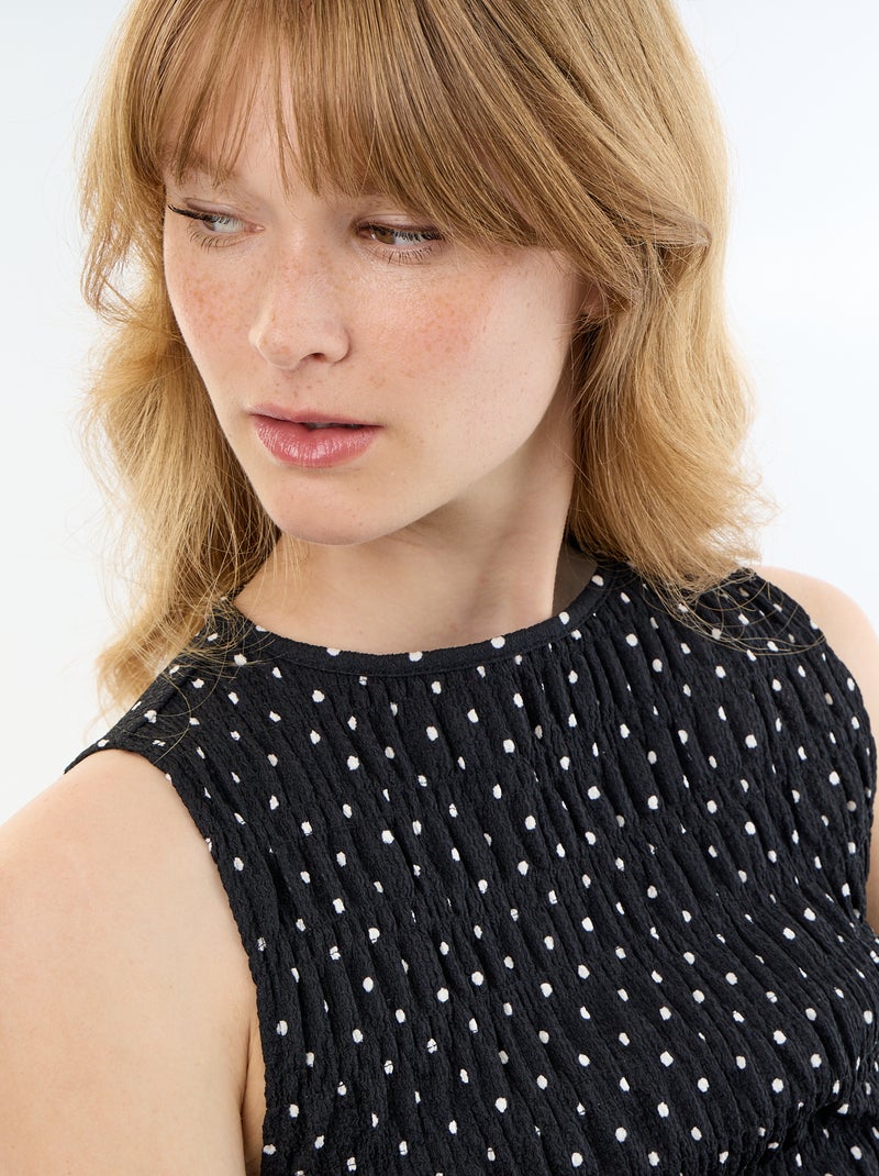 Top in maglia waffle senza maniche Nero - Kiabi