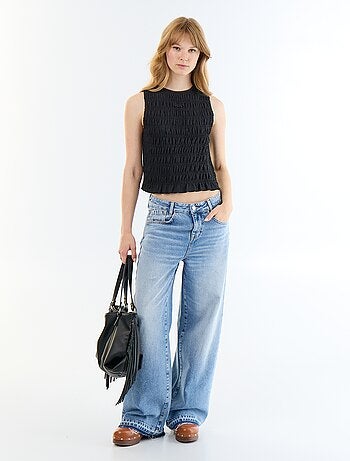 Top in maglia waffle senza maniche