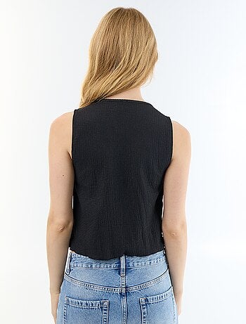 Top in maglia waffle senza maniche