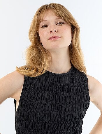 Top in maglia waffle senza maniche
