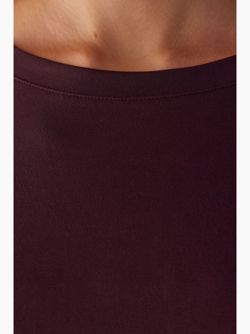 Top in modal con dettaglio spacco, maniche lunghe penti Rosso bordeaux - Kiabi