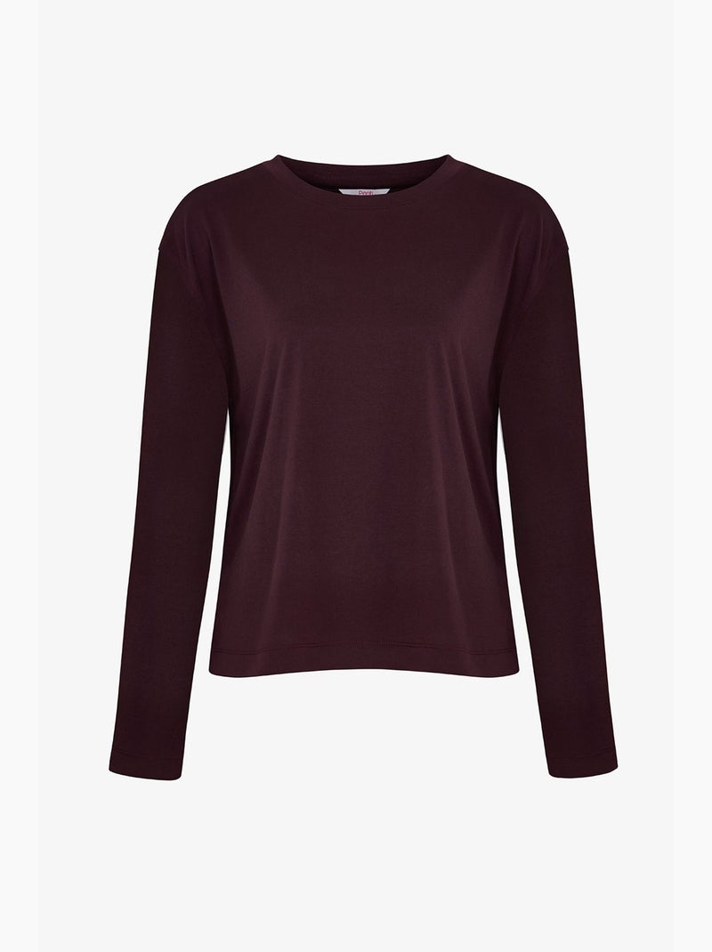 Top in modal con dettaglio spacco, maniche lunghe penti Rosso bordeaux - Kiabi