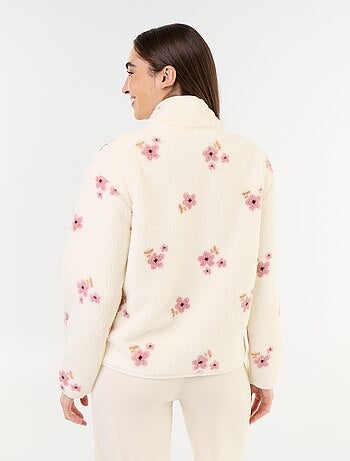 Top in pile con zip e fantasia