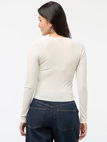 Top in pizzo a maniche lunghe