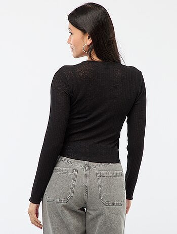 Top in pizzo a maniche lunghe