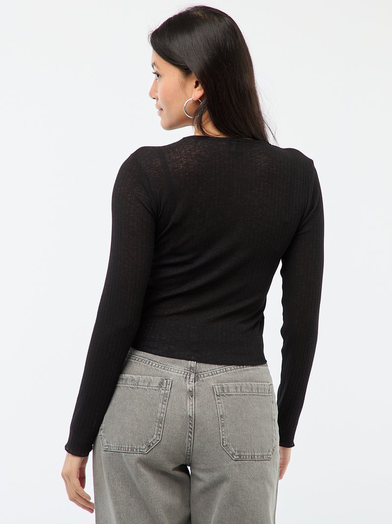 Maglia blusa a maniche lunghe da donna con pizzo
