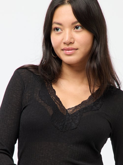 Top in pizzo a maniche lunghe - Kiabi