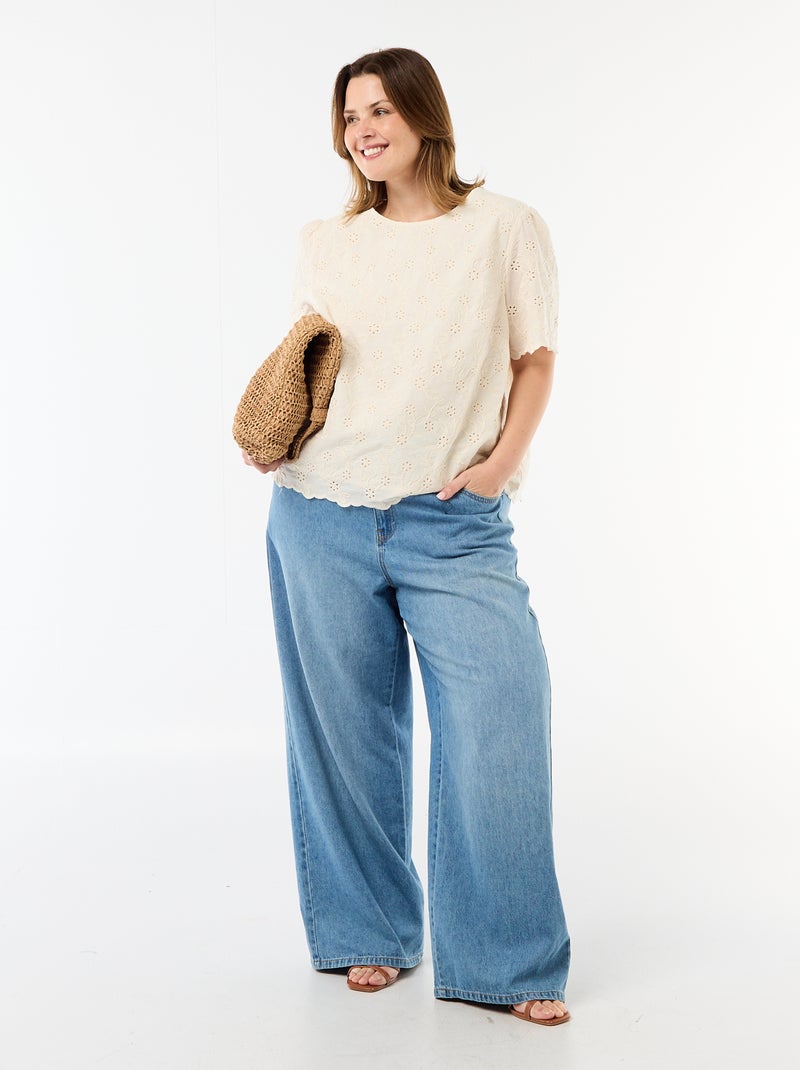 Top in pizzo sangallo Beige - Kiabi