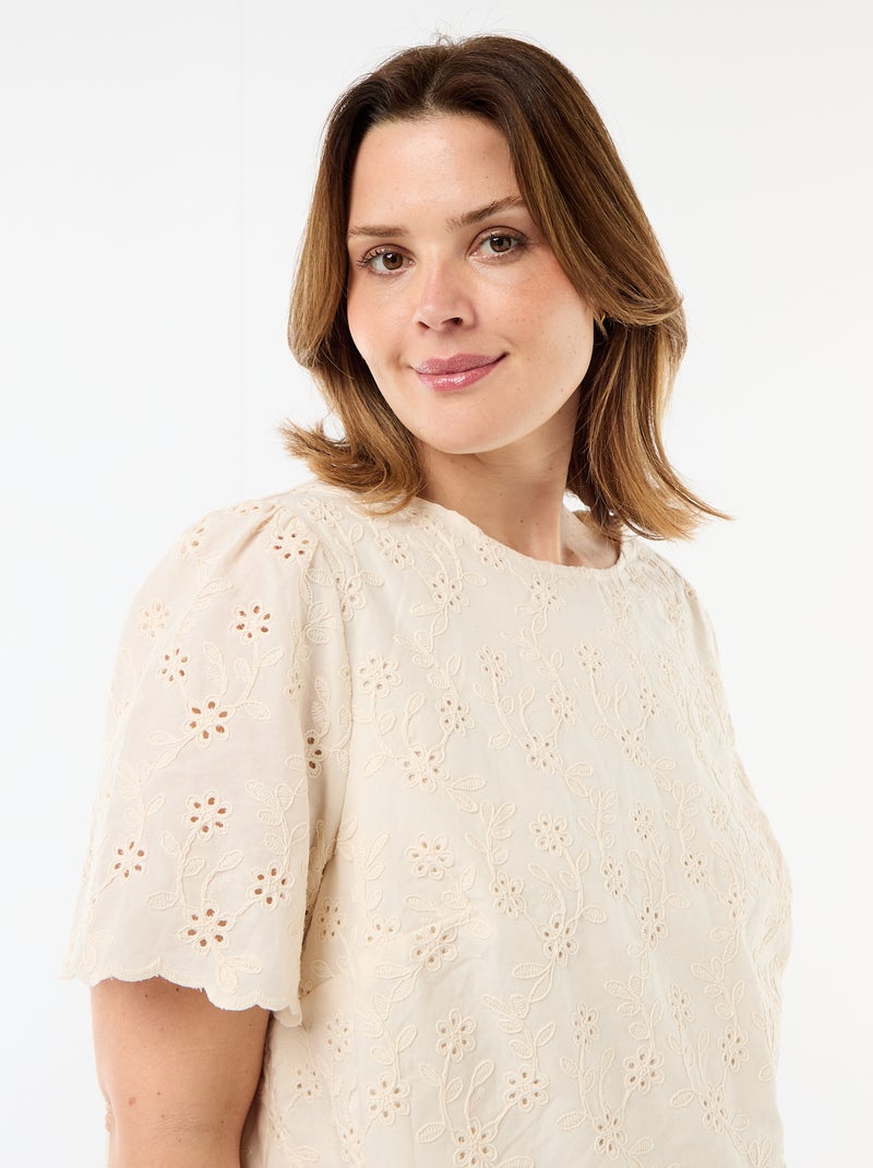Top in pizzo sangallo Beige - Kiabi