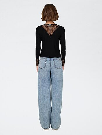 Top in pizzo tinta unita