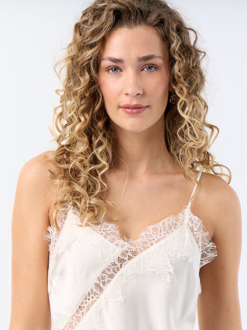 Top in raso asimmetrico con pizzo - Kiabi