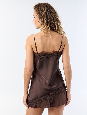 Top in raso asimmetrico con pizzo