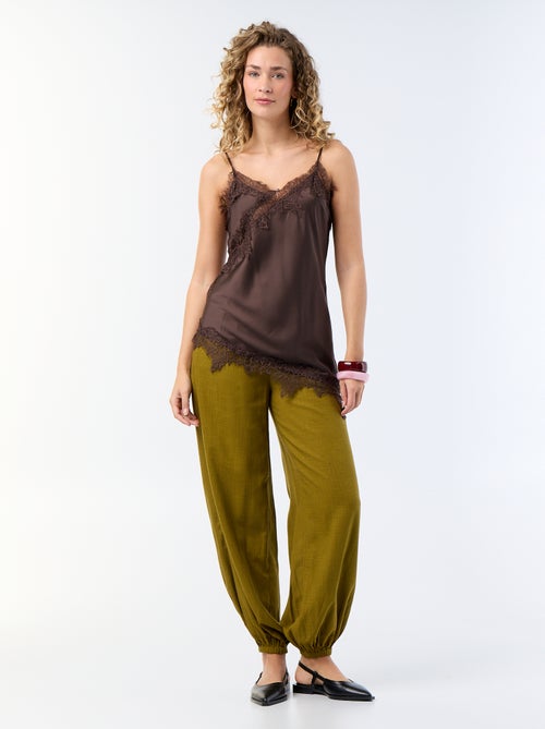 Top in raso asimmetrico con pizzo - Kiabi