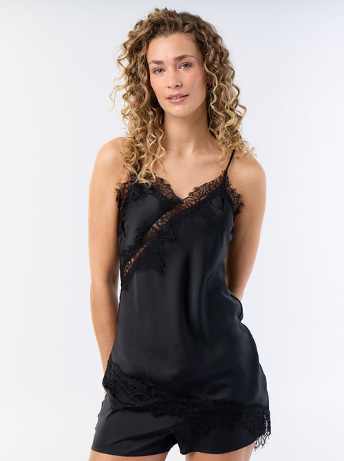 Top in raso asimmetrico con pizzo - Kiabi