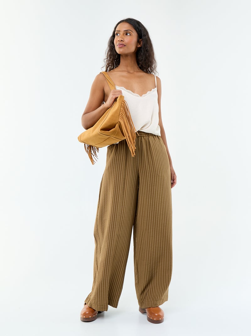 Top in raso con pizzo Beige - Kiabi