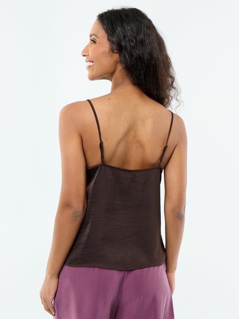 Top in raso con pizzo Marrone - Kiabi