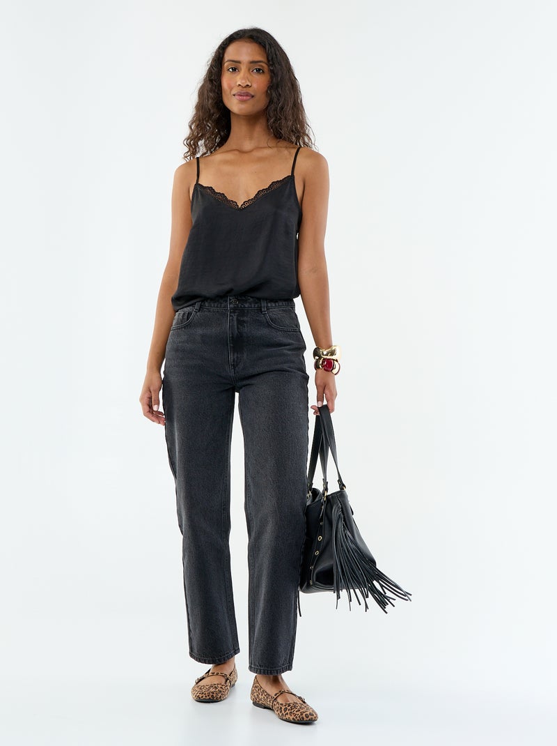 Top in raso con pizzo Nero - Kiabi
