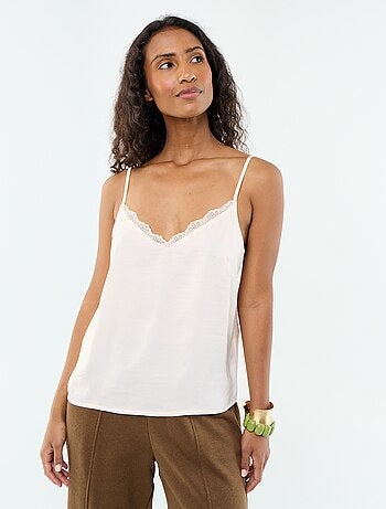 Top in raso con pizzo