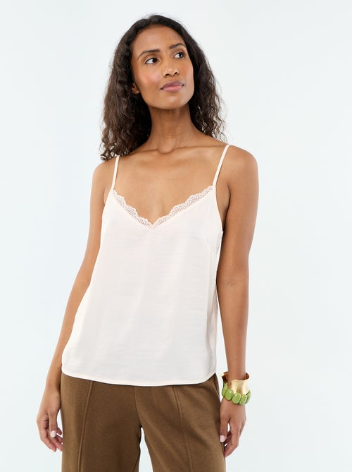 Top in raso con pizzo - Kiabi