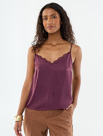 Top in raso con pizzo