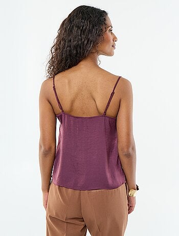 Top in raso con pizzo