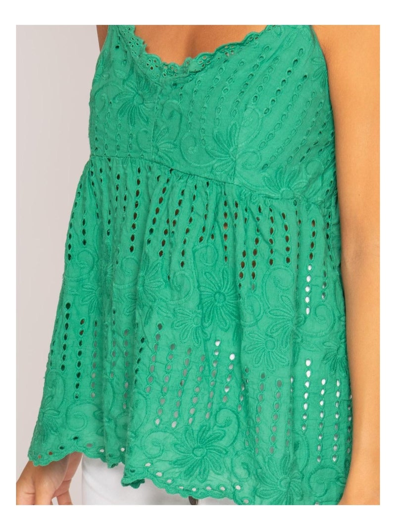 Top in ricamo inglese FEVE Verde - Kiabi