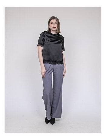 Top in satin con rifinitura in pizzo FERNADA
