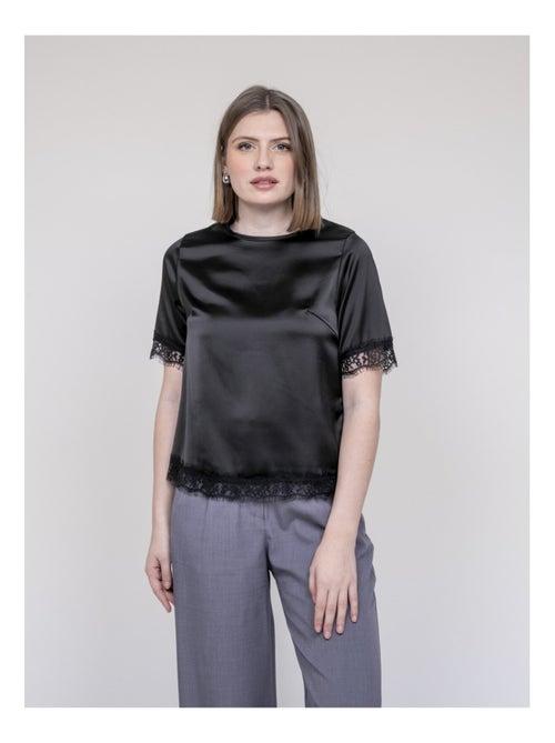 Top in satin con rifinitura in pizzo FERNADA - Kiabi