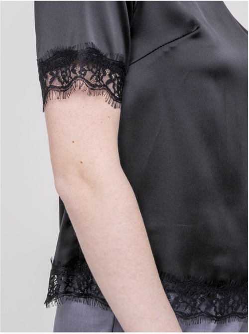 Top in satin con rifinitura in pizzo FERNADA - Kiabi