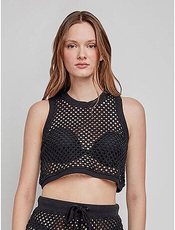 Top in tessuto crochet