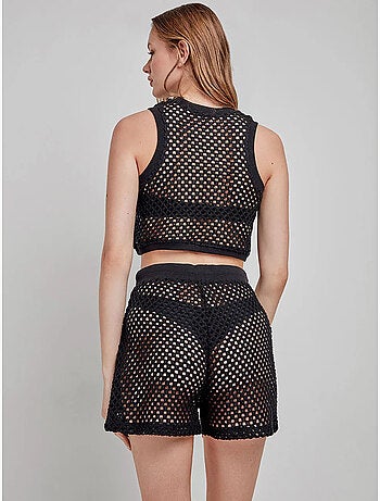 Top in tessuto crochet