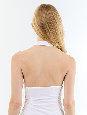 Top in tessuto stretch con scollo all'americana