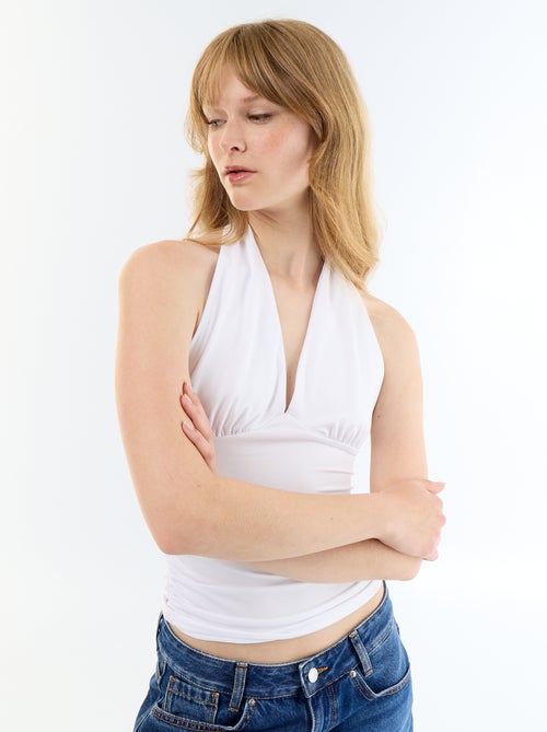 Top in tessuto stretch con scollo all'americana - Kiabi