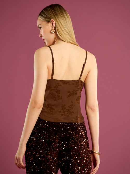 Top in tulle con motivo floreale - Kiabi