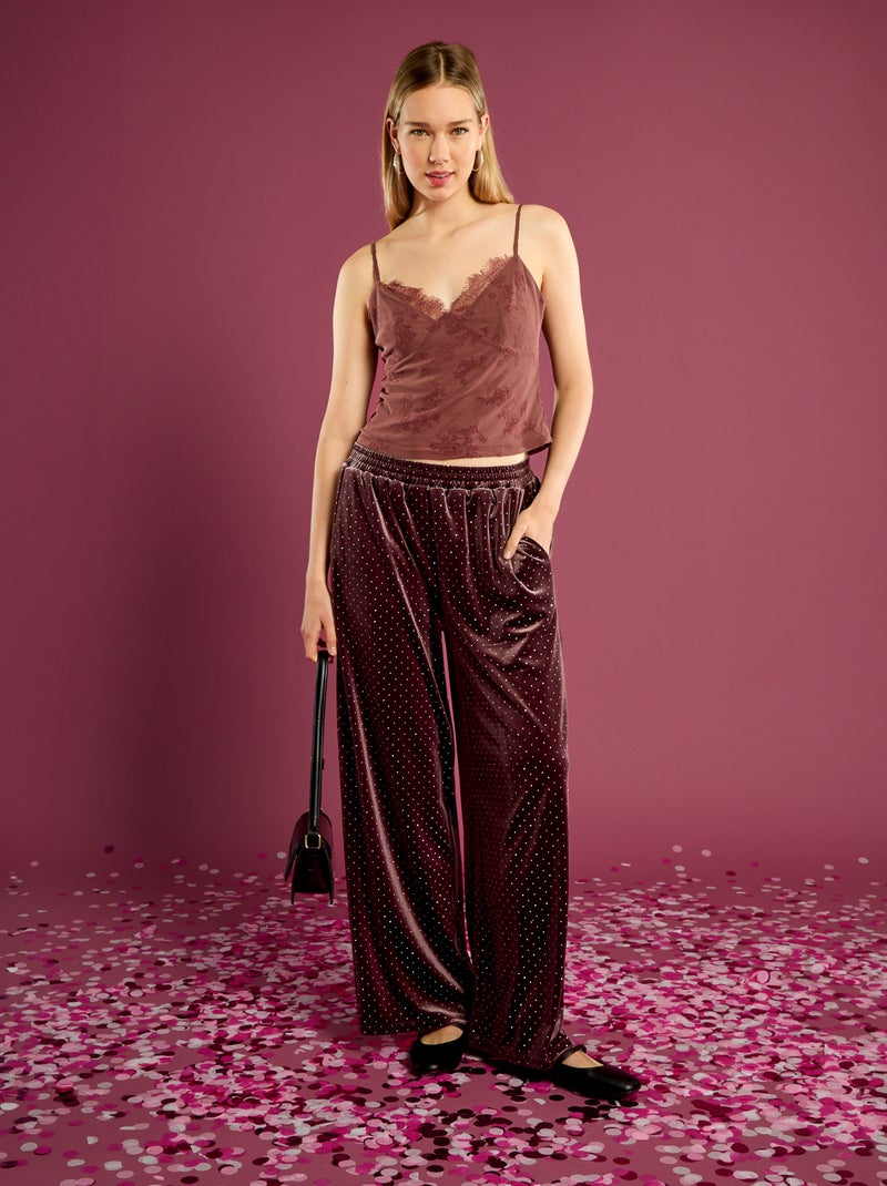 Top in tulle con motivo floreale Rosa - Kiabi