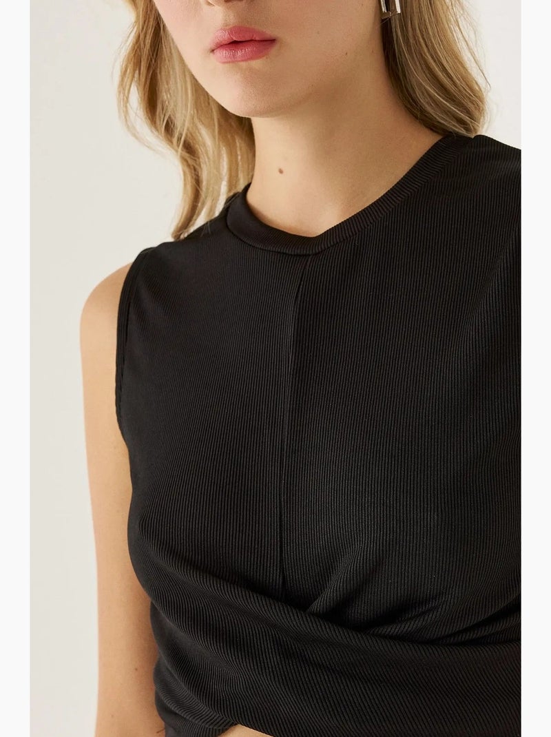 Top incrociato in maglia hiccup Nero - Kiabi