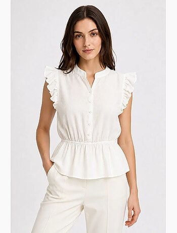 Top jacquard testurizzato peplo mixray