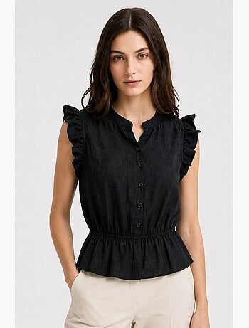 Top jacquard testurizzato peplo mixray