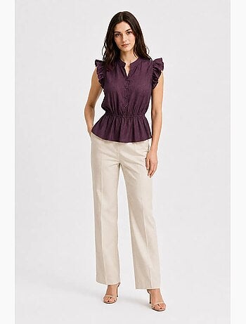 Top jacquard testurizzato peplo mixray