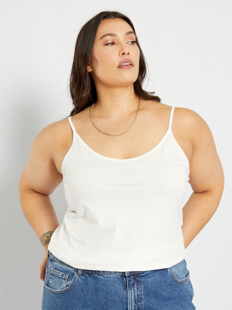 Top jersey spalline sottili Bianco - Kiabi
