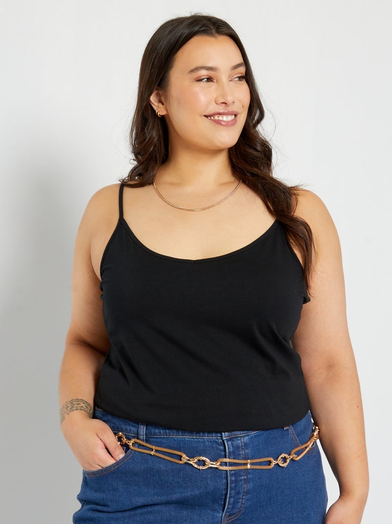 Top jersey spalline sottili Nero - Kiabi