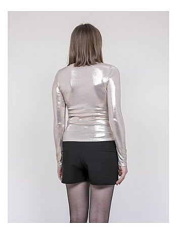 Top metallizzato a maniche lunghe FLEURA