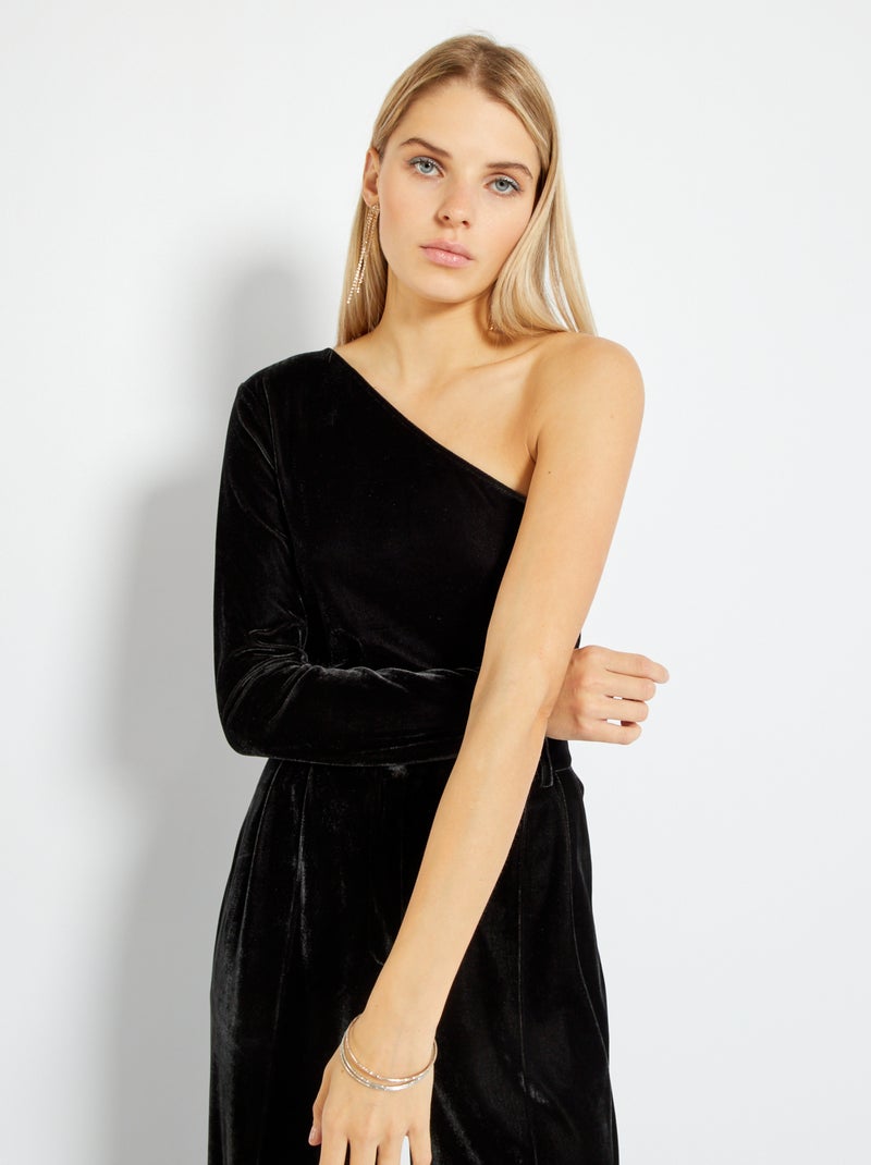 Top one shoulder in velluto Nero - Kiabi