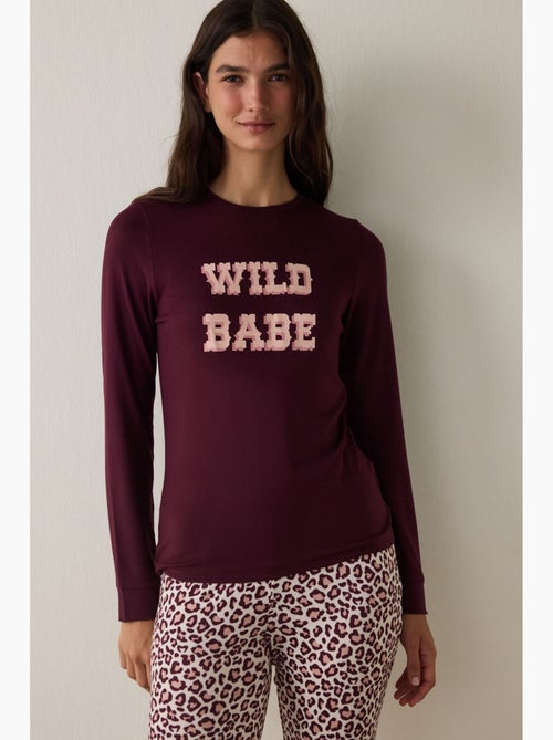 Top pigiama con slogan, maniche lunghe ed effetto termico penti - Kiabi Top pigiama con slogan, maniche lunghe ed effetto termico penti - Kiabi