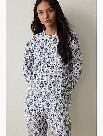 Top pigiama tea time con stampa floreale ed effetto termico penti